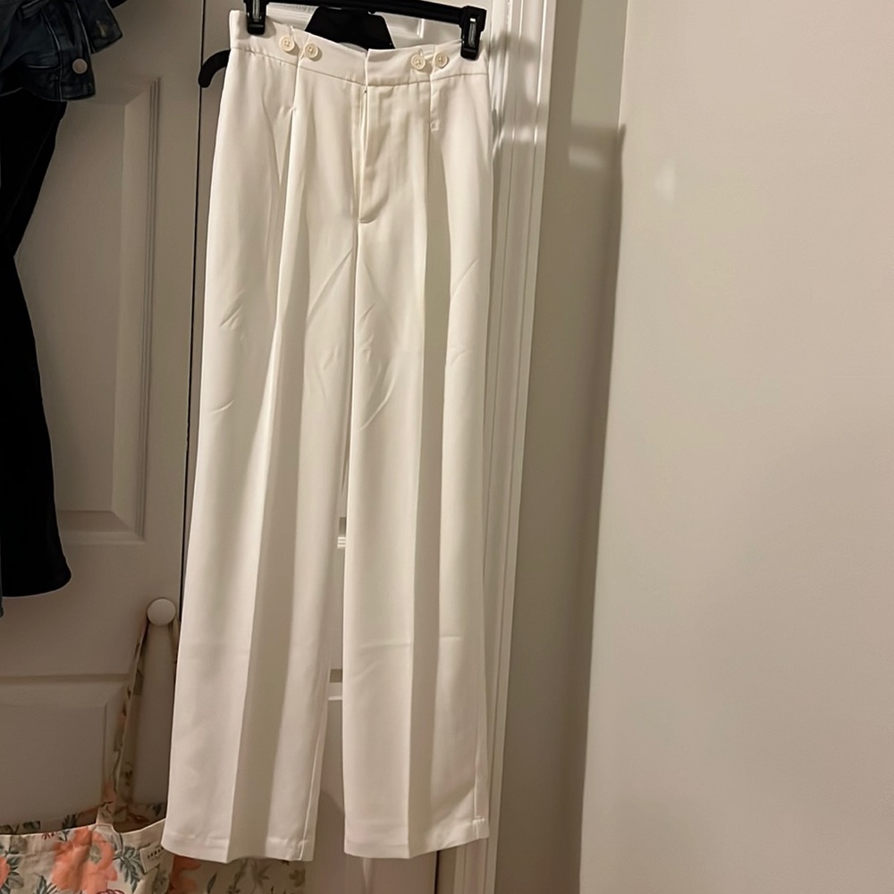 Petite Studio white wide leg pants - Picture 4 of 5